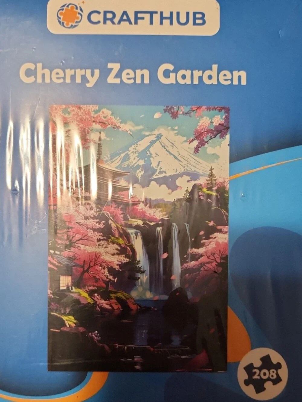 Blue Premium Wooden Wall Decor Puzzle - Cherry Zen Garden & Yorkie